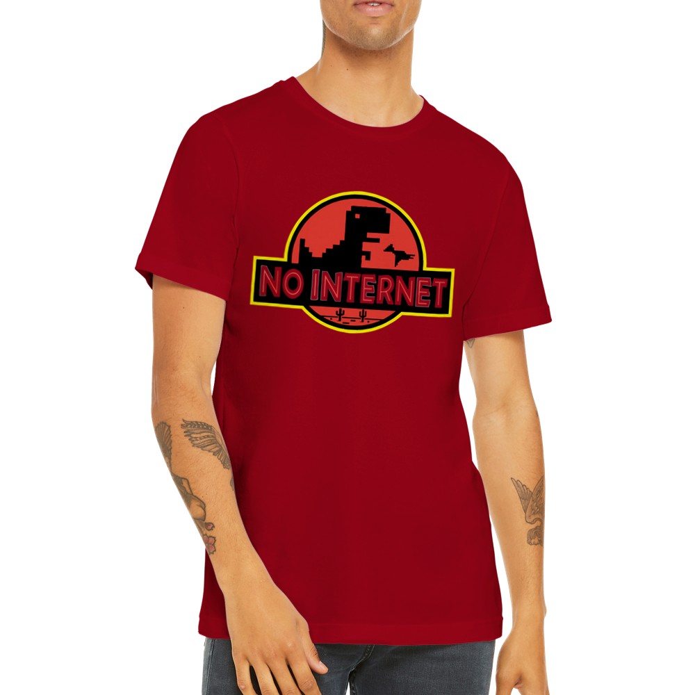 Citat T-shirt - Sjove Designs - Jurassic No Internet Premium Unisex T-shirt