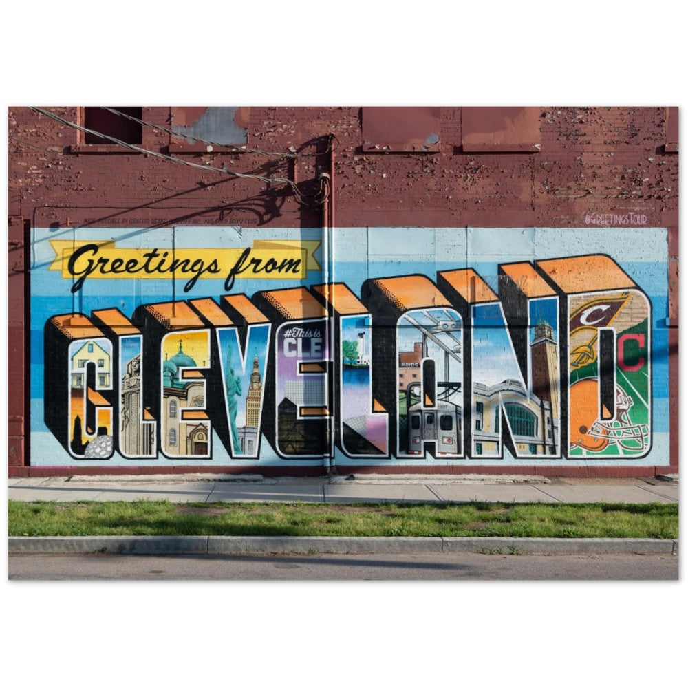 Plakat - Street Art - Cleveland Greetings Mural - Klassisk Mat Plakat Papir