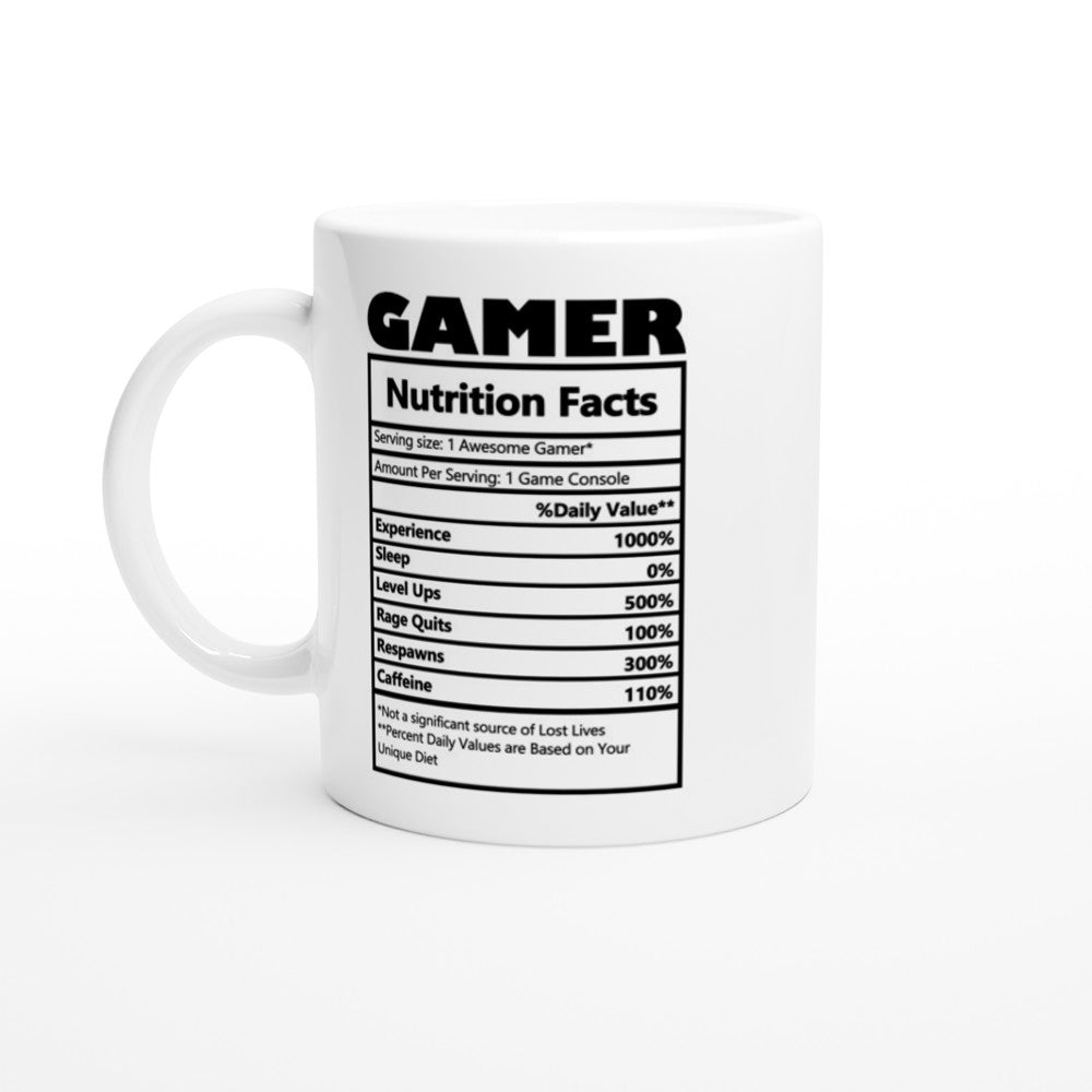 Becher – lustiges Gamer-Zitat – Gamer-Nährwertangaben