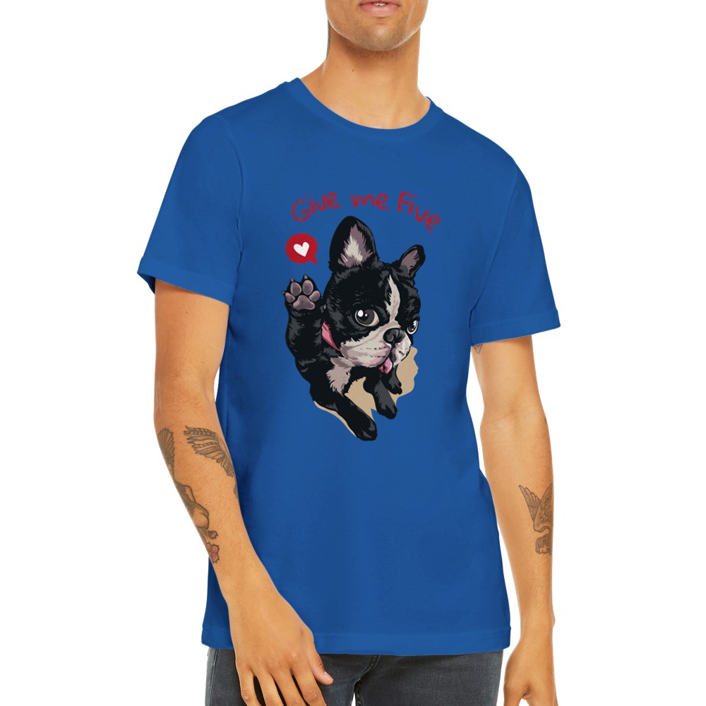 Sjove T-shirts - Fransk Bulldog Give Me Five Premium Unisex T-shirt