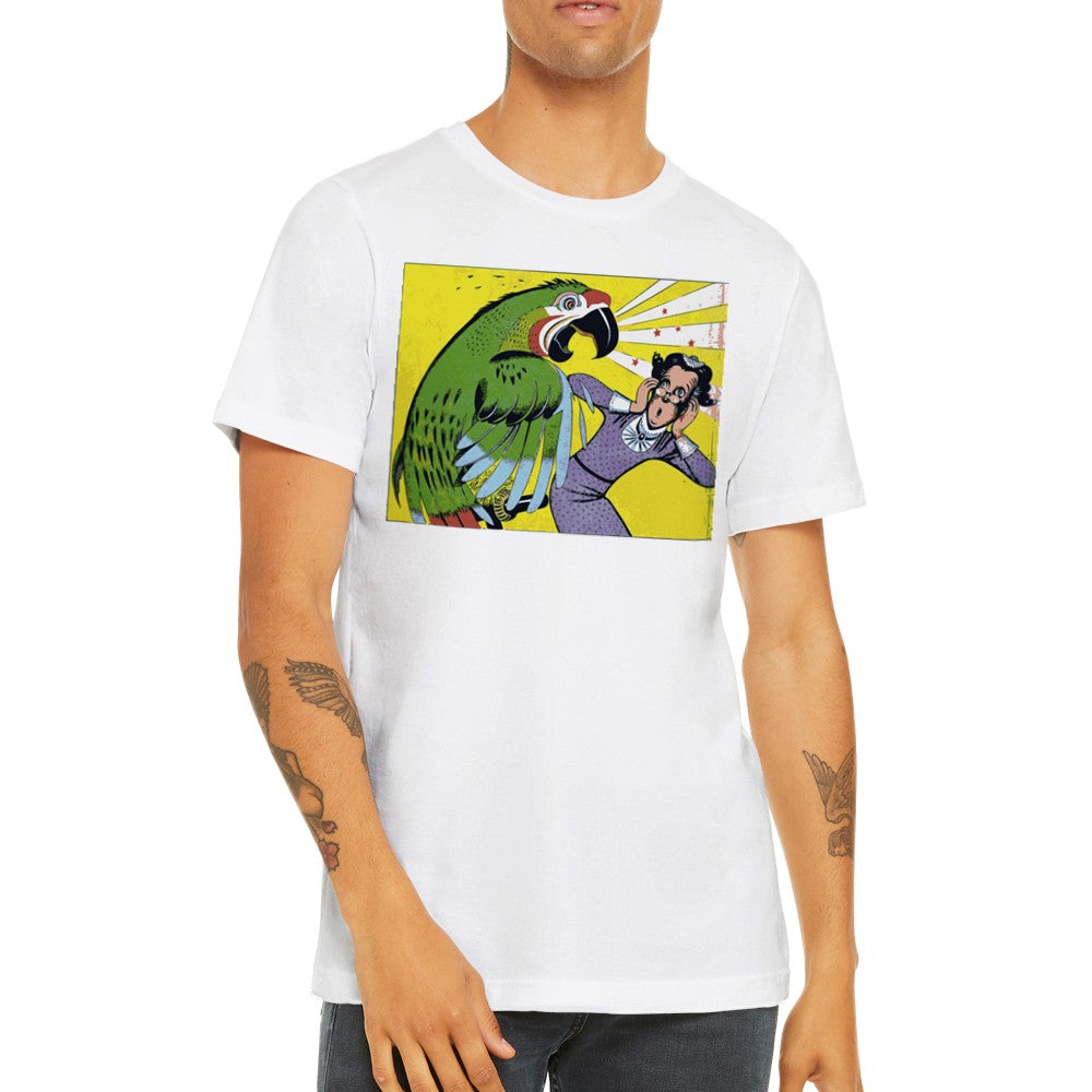 Artwork T-shirt - Parrot Scream Vintage 50 Style Artwork - Premium Unisex T-shirt