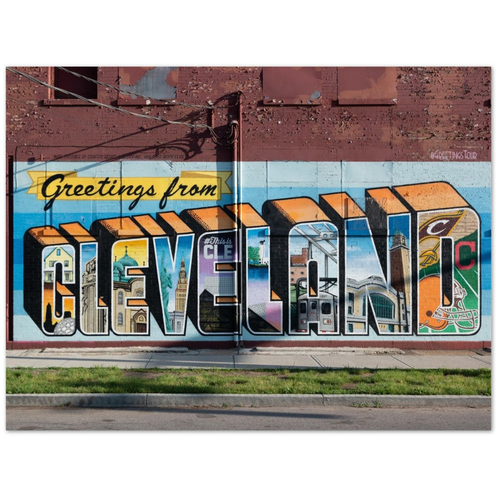 Plakat - Street Art - Cleveland Greetings Mural - Klassisk Mat Plakat Papir