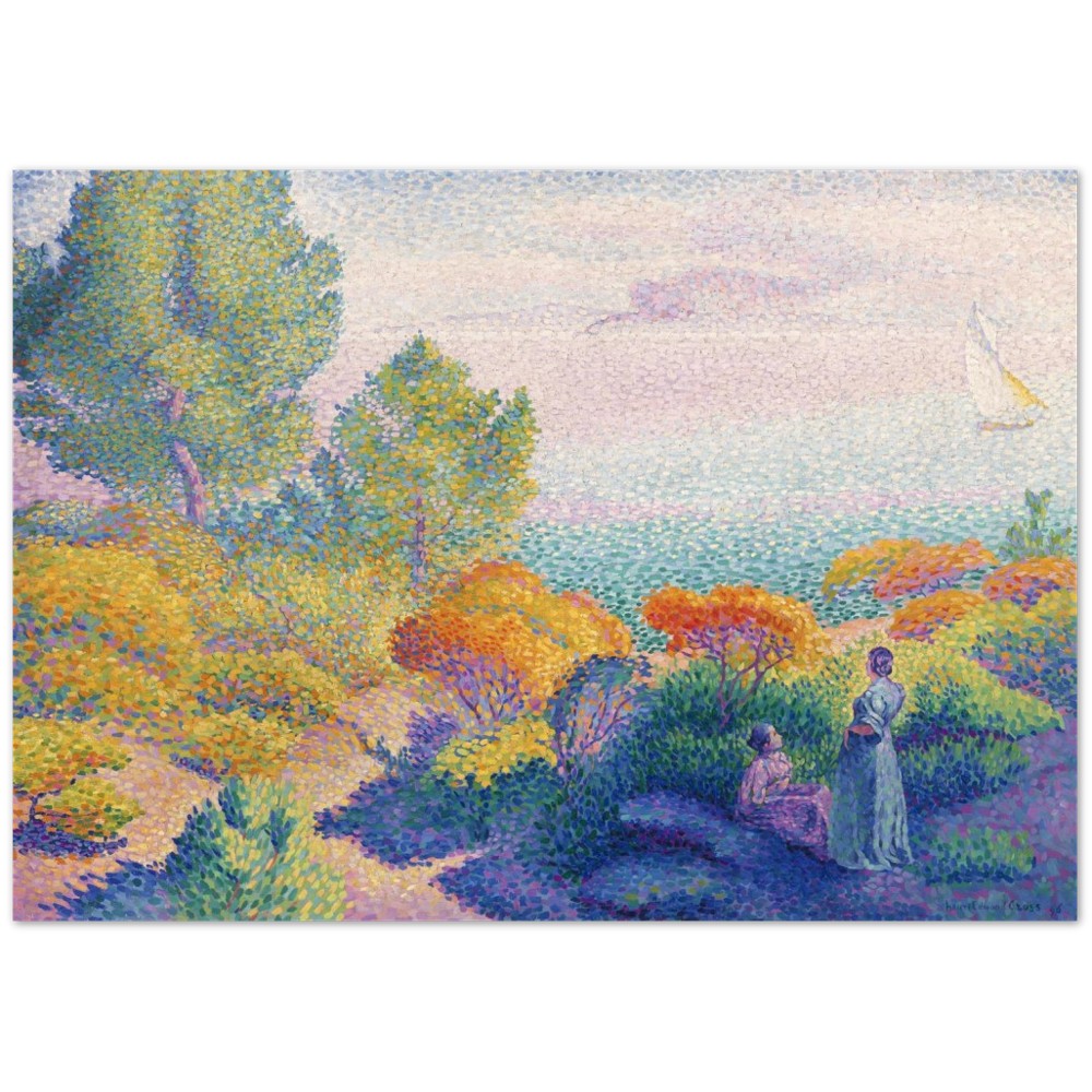 Poster Two Women by the Shore, Mediterranean (1896) by Henri-Edmond Cross