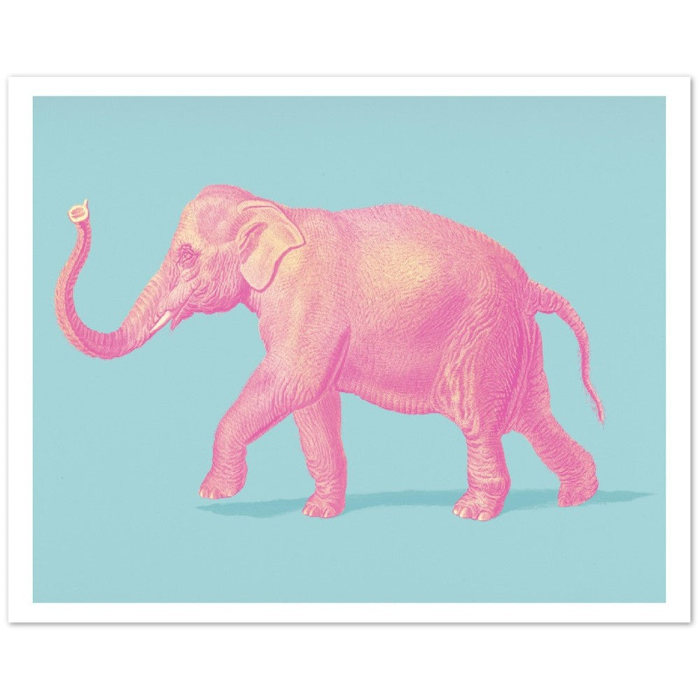 Poster - Vintage Elephant Pastel Artwork Poster - Mat Museum Poster Paper