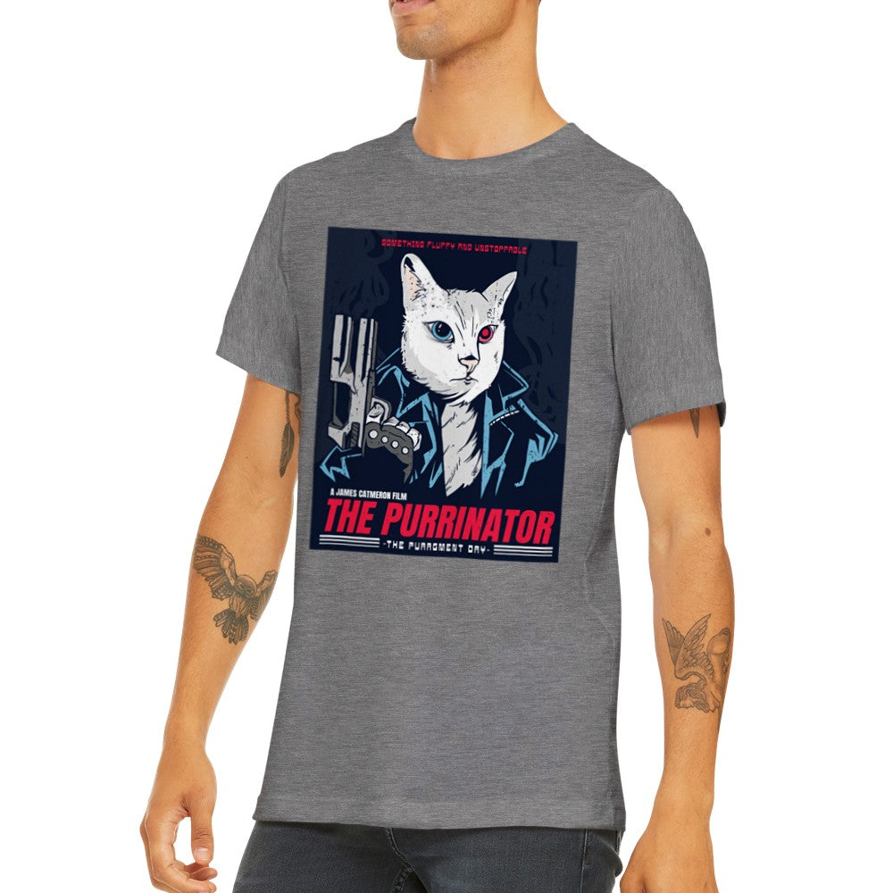 Quote T-shirt - Fun Designs Artwork -The Purrinator Cat Premium Unisex T-shirt