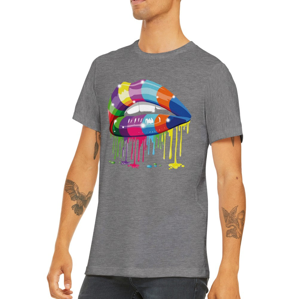 Quote T-shirt - Funny Designs Artwork - Colorful Lips Premium Unisex T-shirt