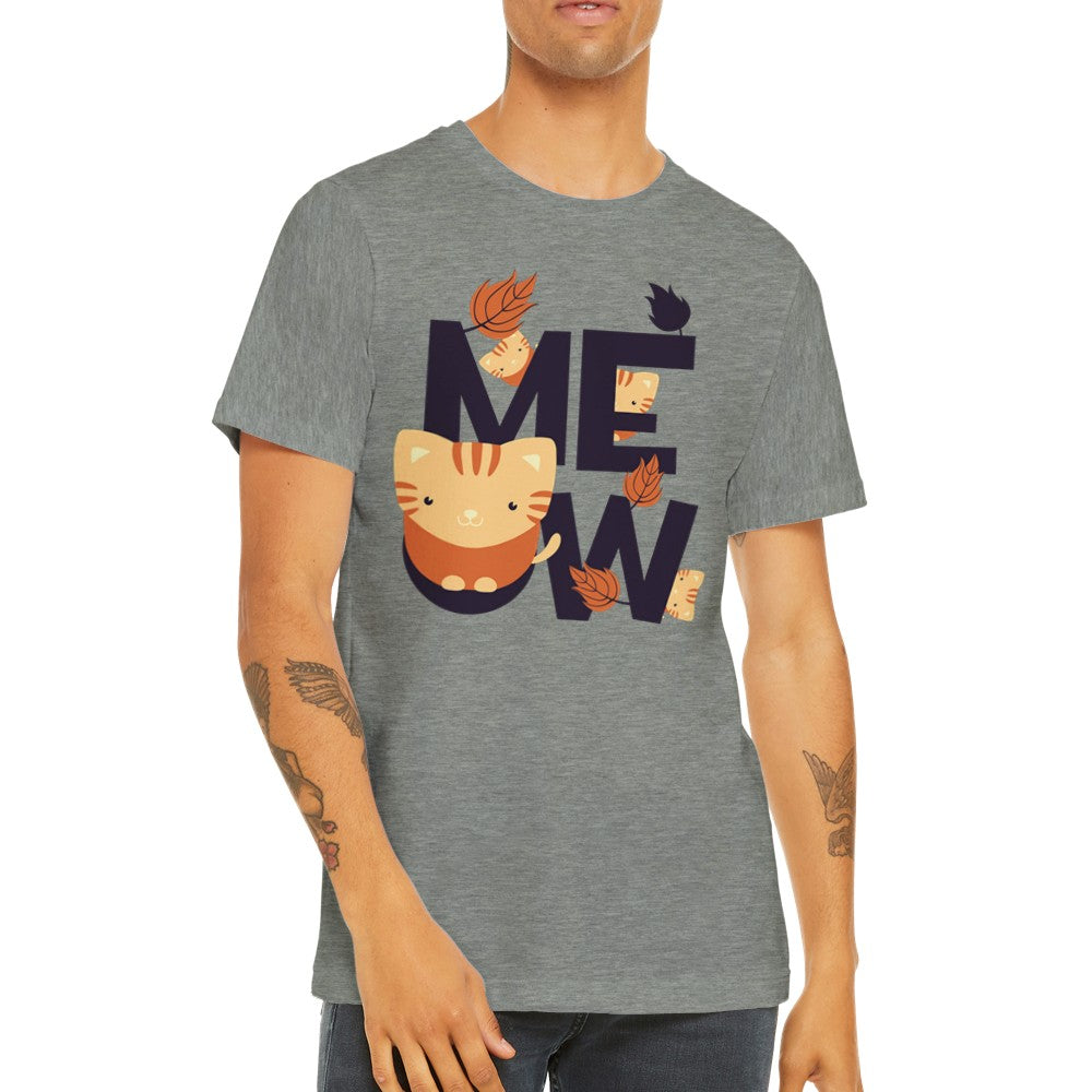 Fun T-Shirts - Cat Artwork MEOW - Premium Unisex T-shirt