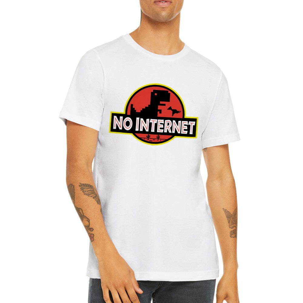 Citat T-shirt - Sjove Designs - Jurassic No Internet Premium Unisex T-shirt