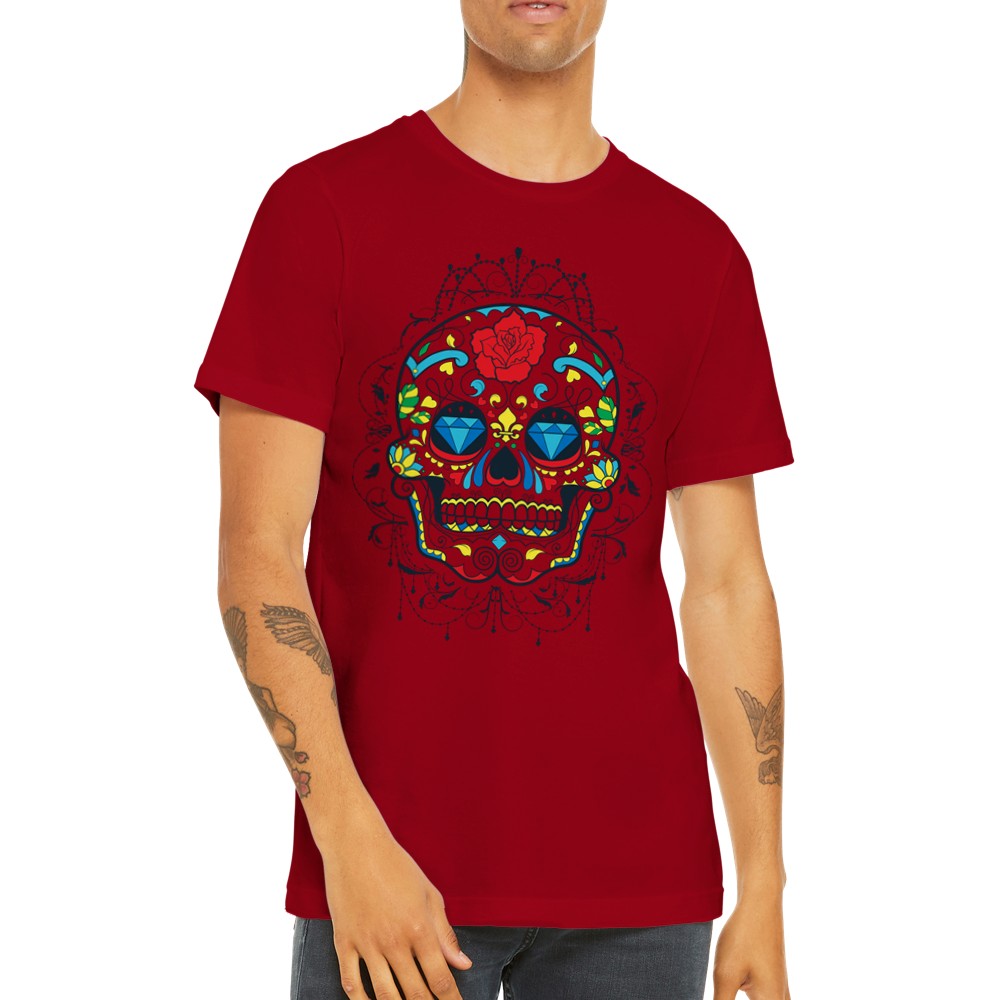 Artwork T-Shirts - The Skull Diamond Flower - Premium Unisex T-shirt