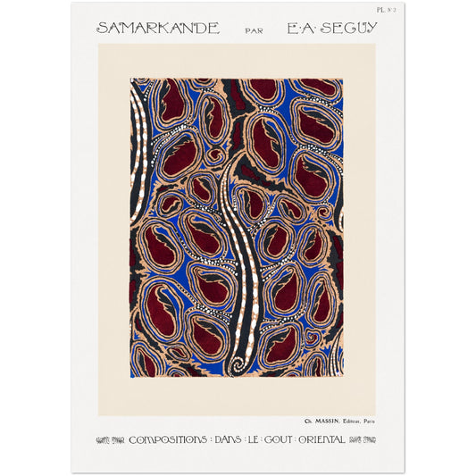 Poster - Botanical pochoir pattern in art deco oriental style no. 3 EA Séguy - Premium Poster Paper