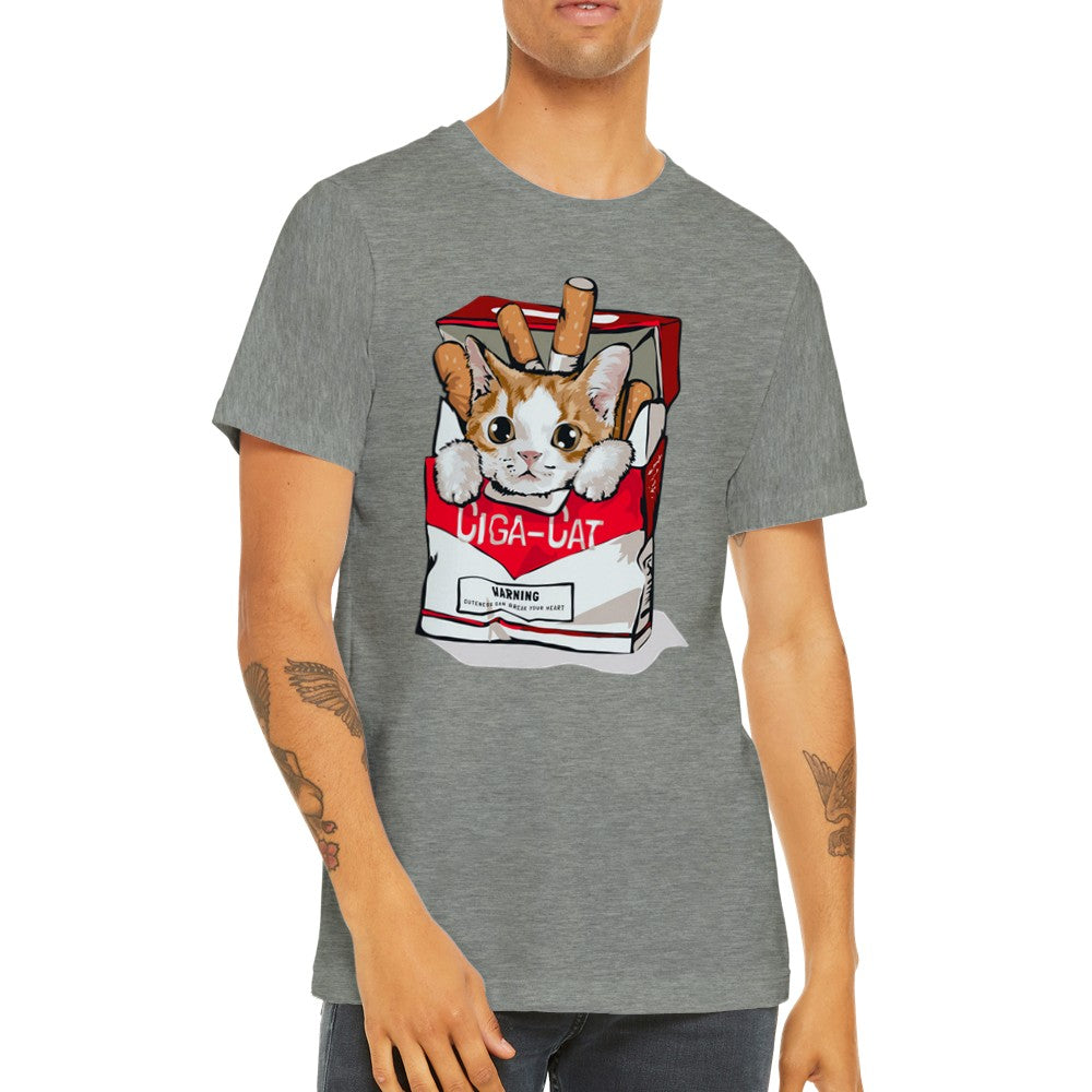 Funny T-Shirts - Cat - Ciga-cat - Premium Unisex T-shirt