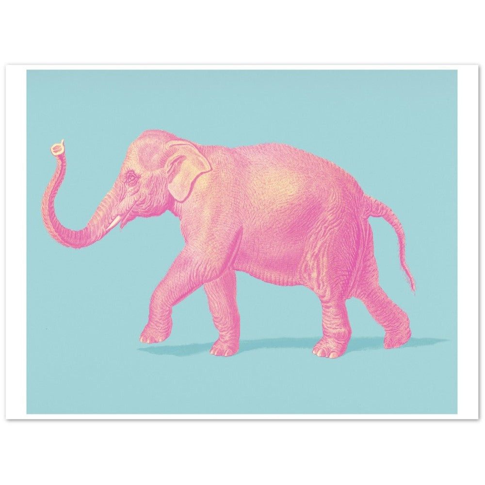 Poster - Vintage Elephant Pastel Artwork Poster - Mat Museum Poster Paper